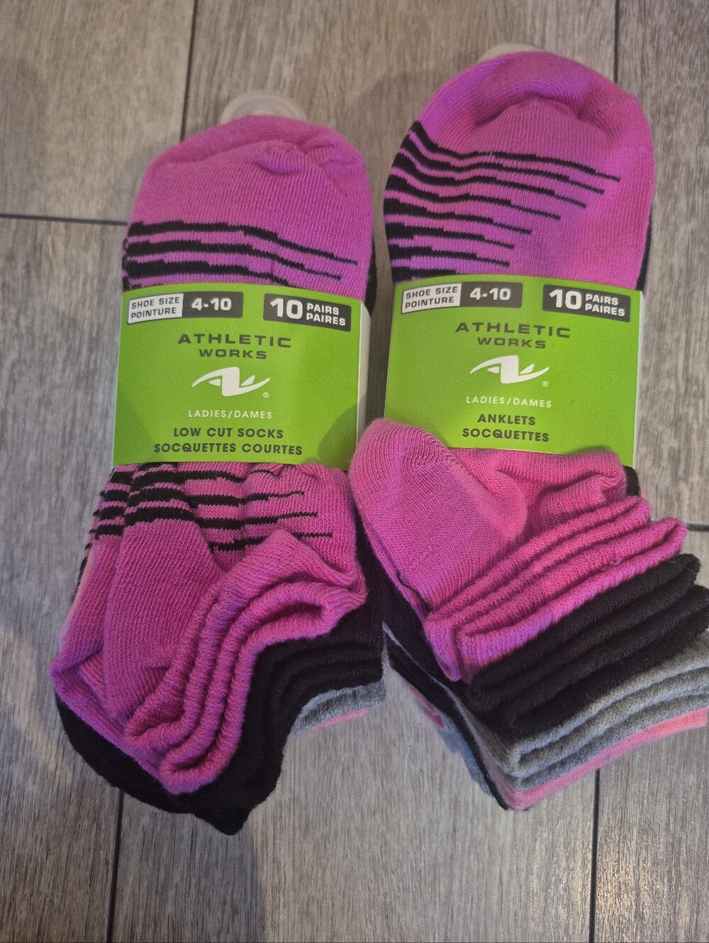Athletic Works Women's 20 Pairs Low Cut Socks Multicolor For Shoe Size 4-10 NEW